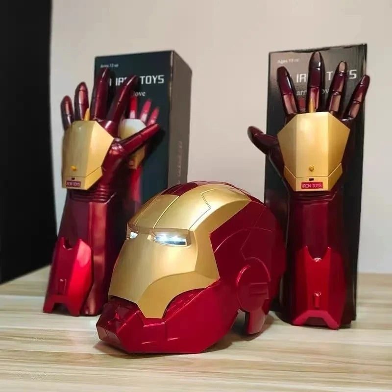 automatic opening iron man helmet Iron Man helmet MK Jarvis wearable automatic opening and closing hood, deformable luminous hood, mechanical arm toy – InterCyprus Trading Ltd