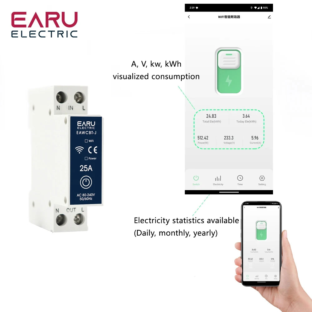 Tuya WiFi Smart Circuit Breaker with Timer &amp; Voice Control, 63A