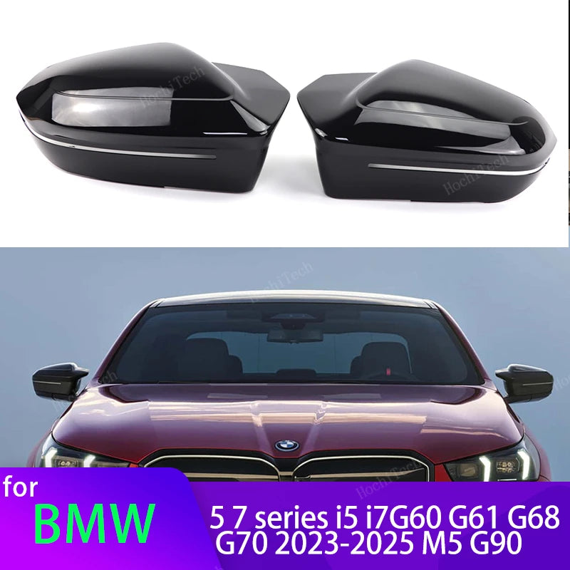 Tapas de Cubierta de Espejo Lateral Negro Brillante para BMW 5 7 I5 I7 M5 G60 G61 G68 G70 G90