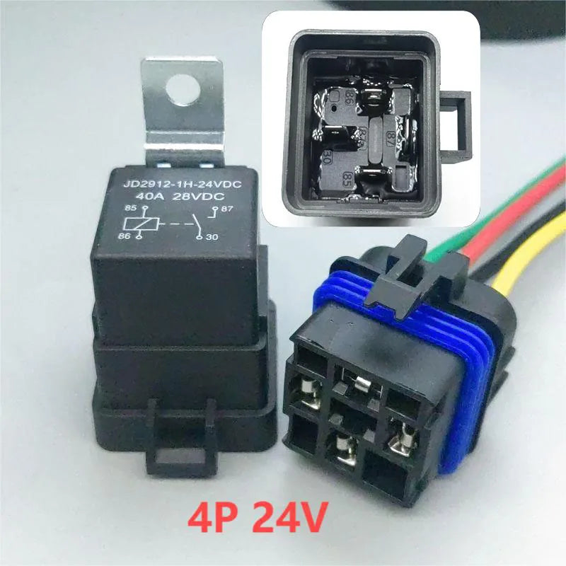 Car Auto Relay &ndash; Sealed Waterproof Design for 12V and 24V Systems 4P 24V  15CM