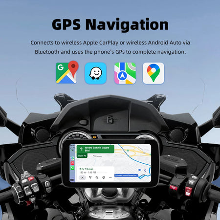 EKIY 6.25 Inch Wireless CarPlay Moto Android Auto &ndash; Portable Motorcycle Navigation Display