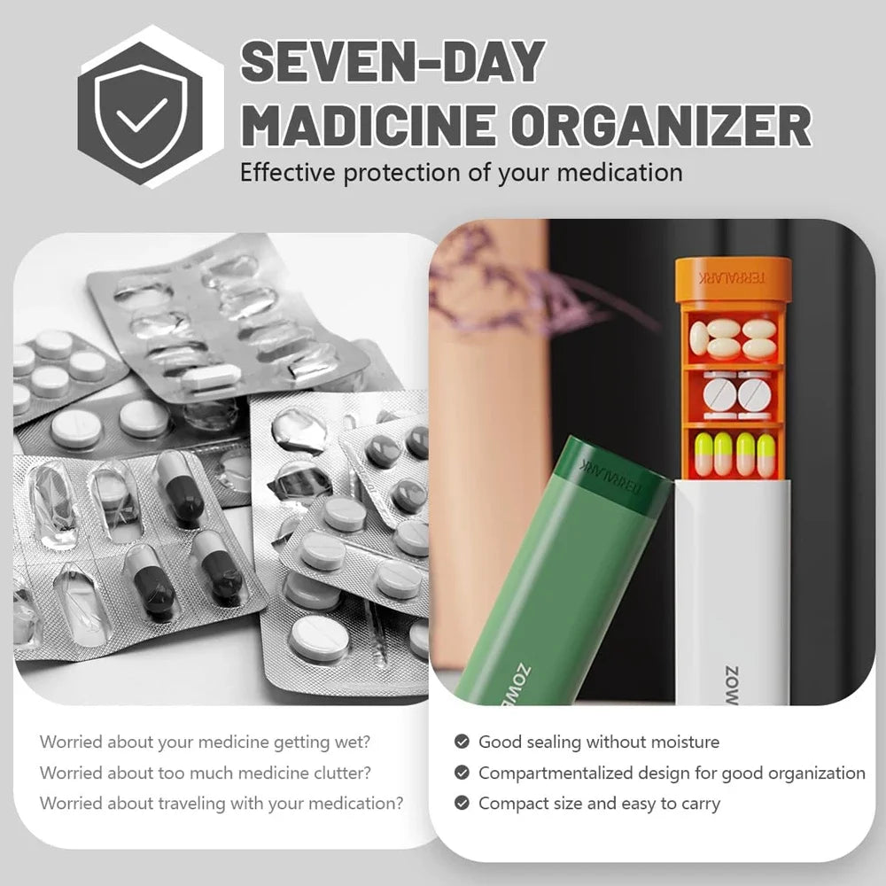 Stylish 7-Day Large Capacity Pill Organizer - Perfect for Travel, Office &amp; Gifts, BPA-Free