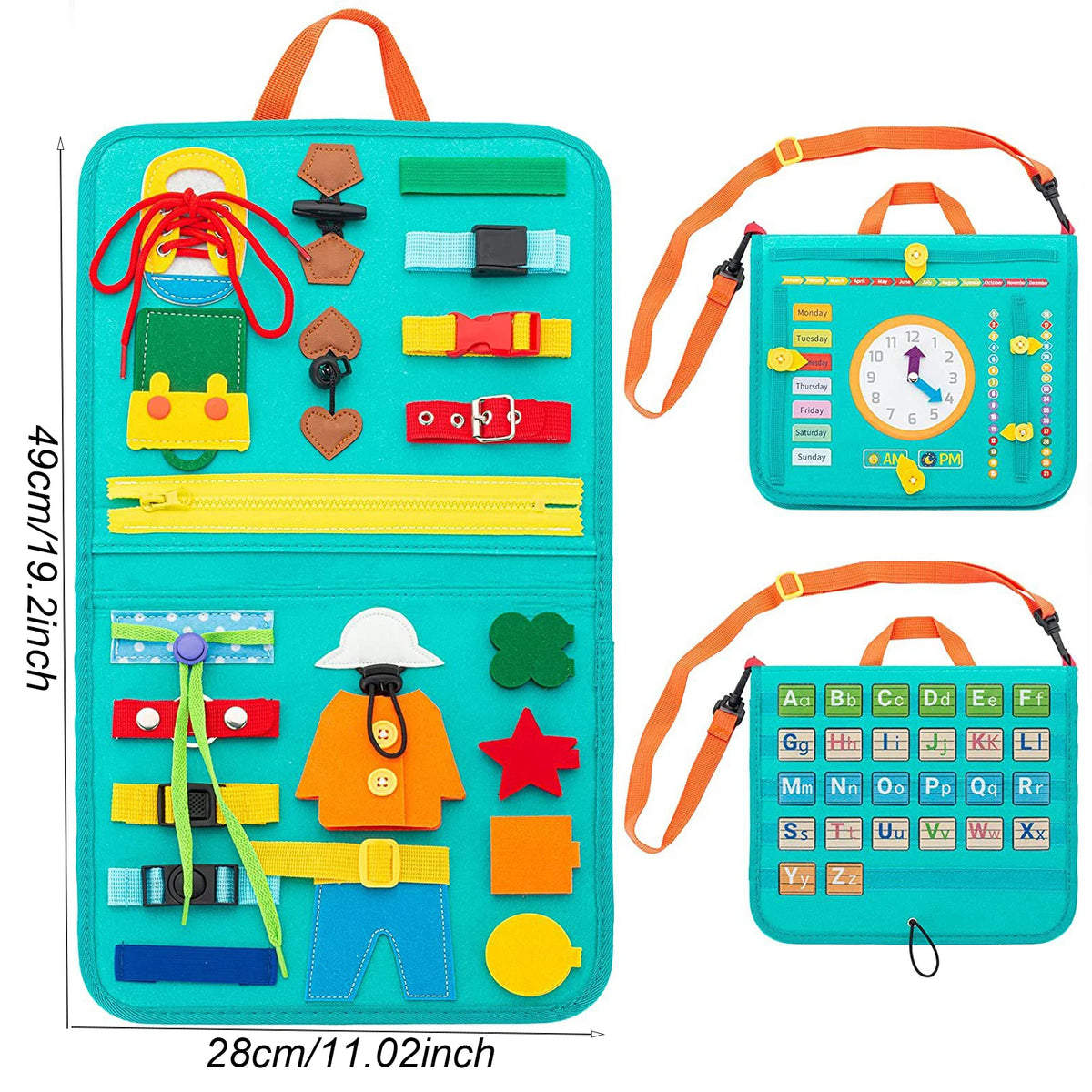 Montessori Busy Board for Toddlers - Educational Travel Toy Green