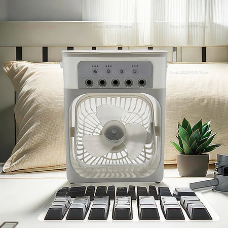 3-in-1 Portable Air Cooler Fan Humidifier with LED Light