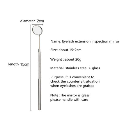 Heart-Shaped Stainless Steel Eyelash Extensions Mirror by FUNMIX 1Pc