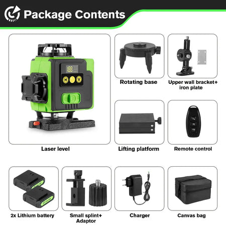 HGLINE 16 Lines 4D Laser Level &ndash; App Remote Control 2xBig Battery Set / Poland