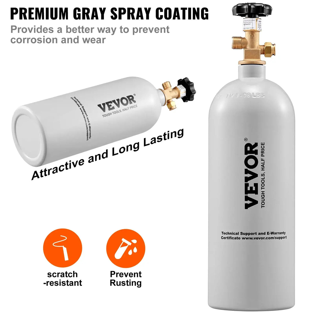 5 Lbs Aluminum CO2 Tank CGA320 Valve Gray Coating Brand New