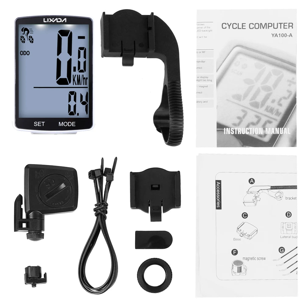 LIXADA Wireless Bike Computer LCD Screen &ndash; IPX6 Waterproof