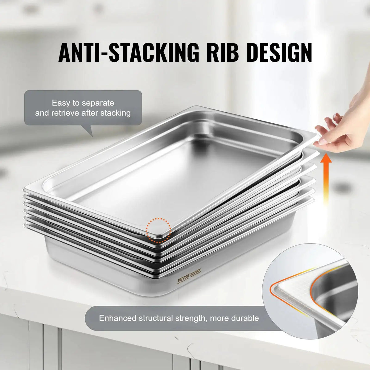 6 Pack Deep Buffet Chafing Dishes Stainless Pan