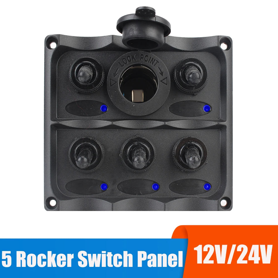Rocker jungiklio skydelis 24V/12V su voltmetru, aliuminio ABS skydelis automobiliui, valtims