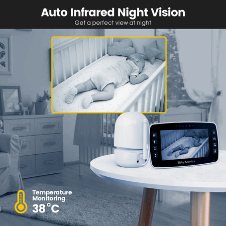 4.3-Inch Wireless PTZ Baby Monitor with Temperature Display