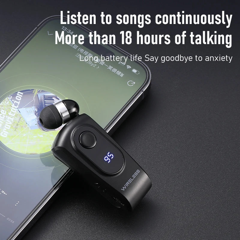 Kablosuz Bluetooth Kulaklık Klip Kulaklar Lotus Ile Tel Kulaklık Geri Çekilebilir Tel Stereo Handsfree Kulaklık Kulak Blues Telefon Için