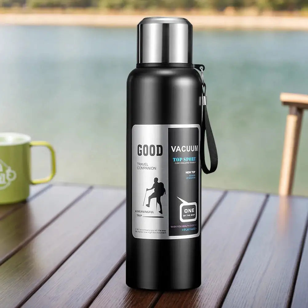 Thermal Water Bottle with Handle Portable Insulation Tumbler Stainless Steel Vacuum Double Insulation Cup for Hot Cold Drinks
