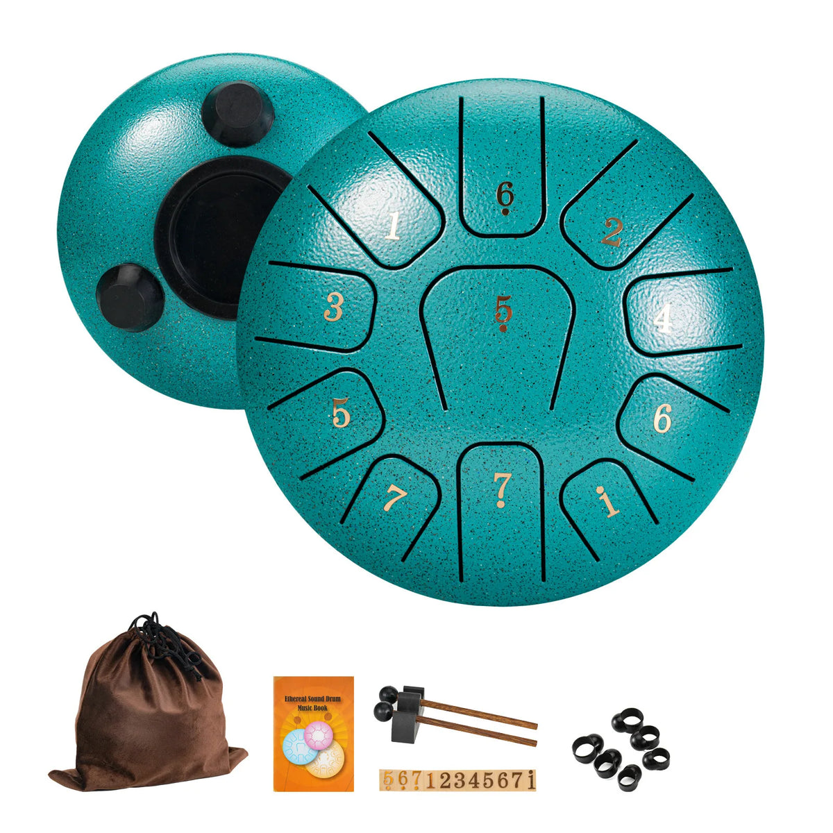 Miwayer 6 Inch Steel Tongue Drum Gift Set &ndash; Ethereal Sound Green 6 Inchs
