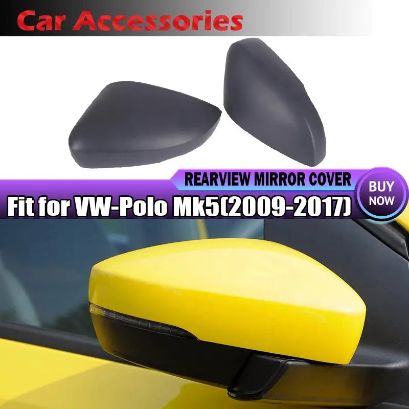 Side Mirror Covers with Grey Primer for VW Polo MK5 by InterCyprus Trading Ltd
