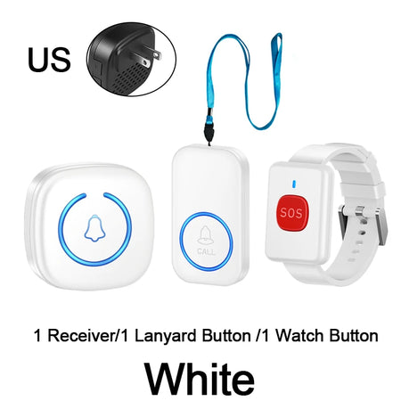 CP06 Wireless SOS Lanyard Call Button &ndash; One Touch Help US White