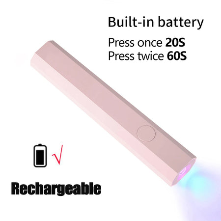 YIKOOLIN Mini 3W UV LED Nail Lamp &ndash; Portable USB Dryer Pink-Rechargeable