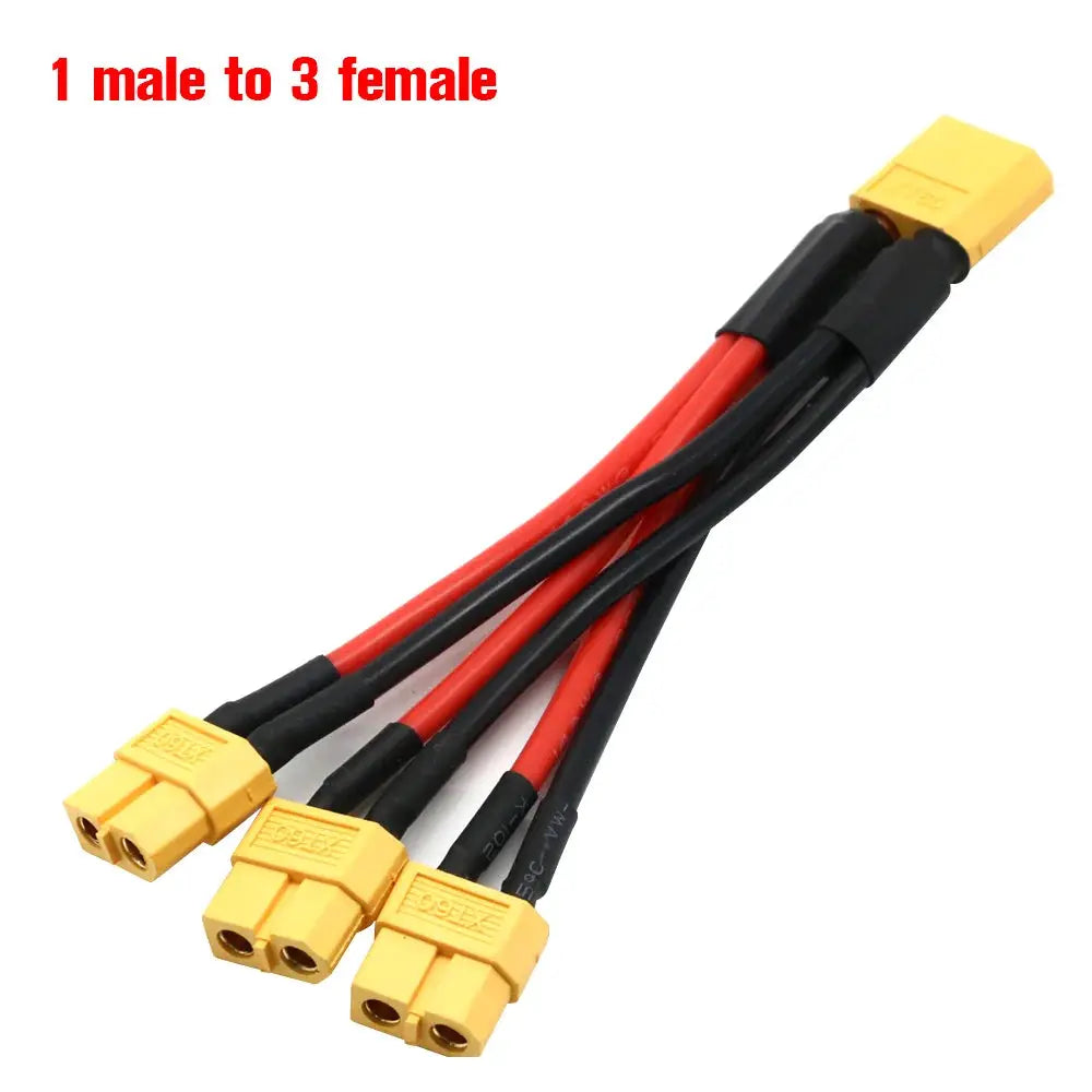 XT60 Parallel Battery Connector Male/Female Cable Dual Extension Y Splitter/ 3-Way 14AWG Silicone Wire for RC Battery Motor by InterCyprus Trading Ltd