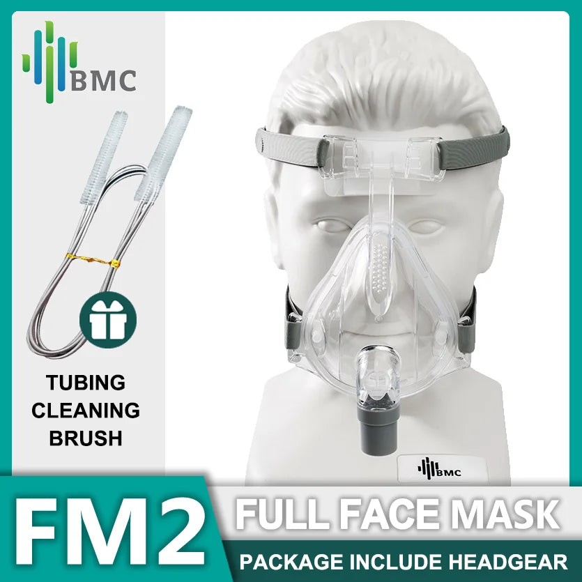 BMC FM2 Tam Yüz CPAP Maskesi Başlık ile CPAP BiPAP için