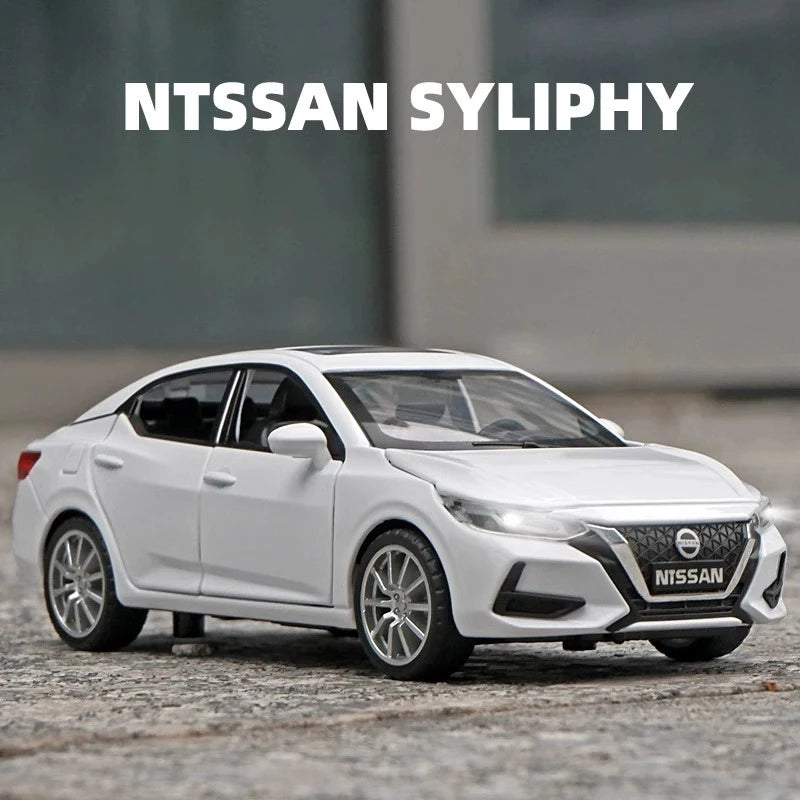 Modelo de Carro em Liga de Alumínio Fundido 1:32 com Som e Luz para Nissan Sylphy