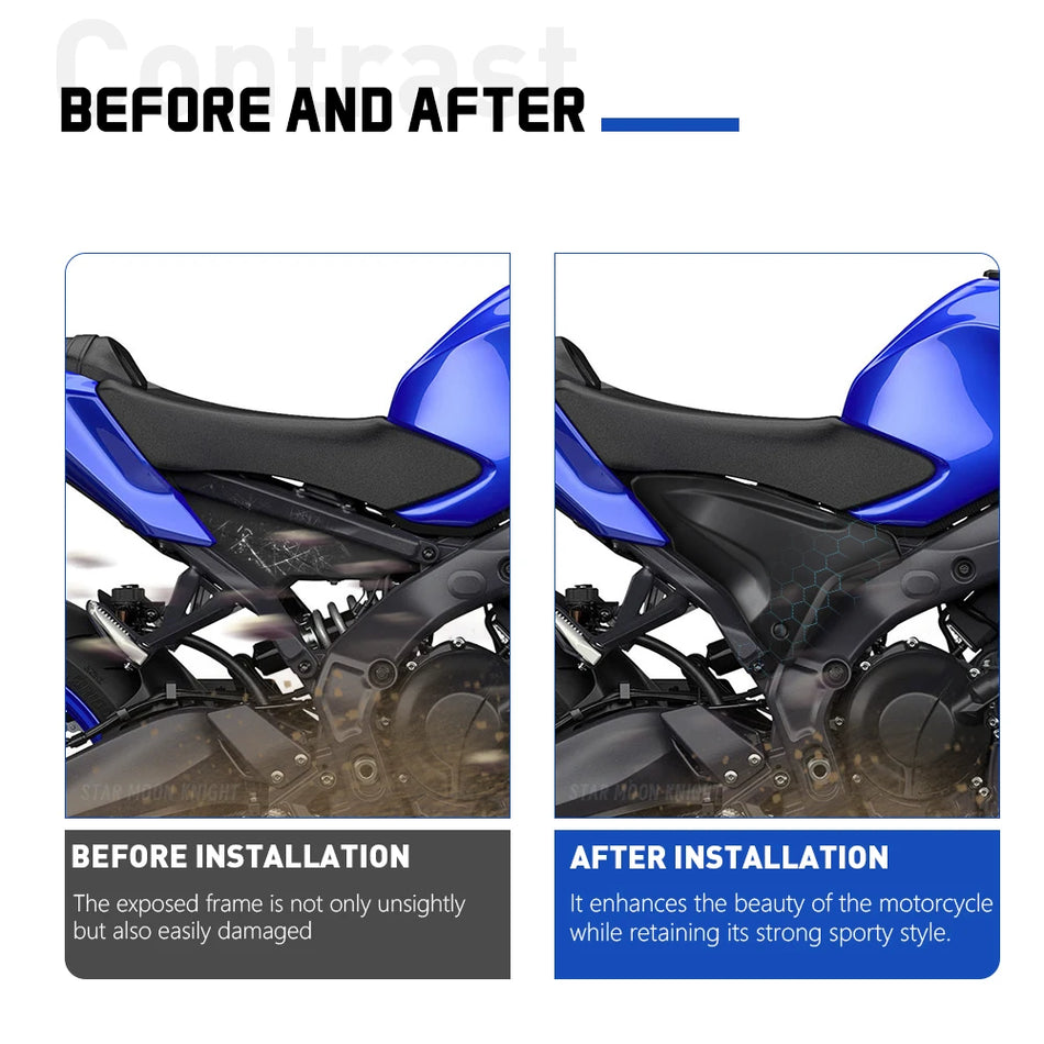 Yamaha MT-09 2024 bakre infyllnadspaneler, ram sidopanelsskydd med plast och järn