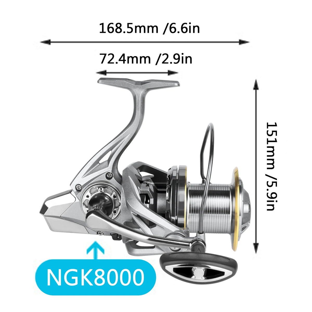 6+1 Ball Bearings Reel &ndash; High Speed 4.8:1 Gear Ratio Carp NGK 8000