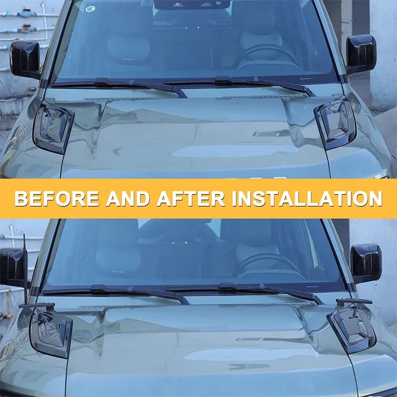 2 Adet Karbon Çelik Siyah Kaput Arama Işığı Braketi Defender