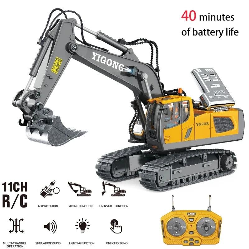 Uiettss 1:20 Remote Control Excavator Truck - 10 Channel Engineering Vehicle