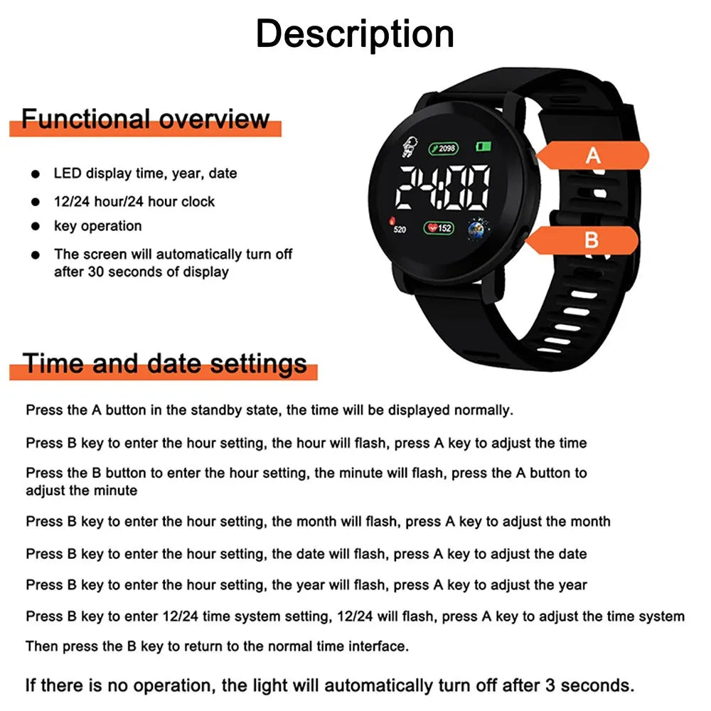 Couple LED Digital Silicone Watch for Men and Women