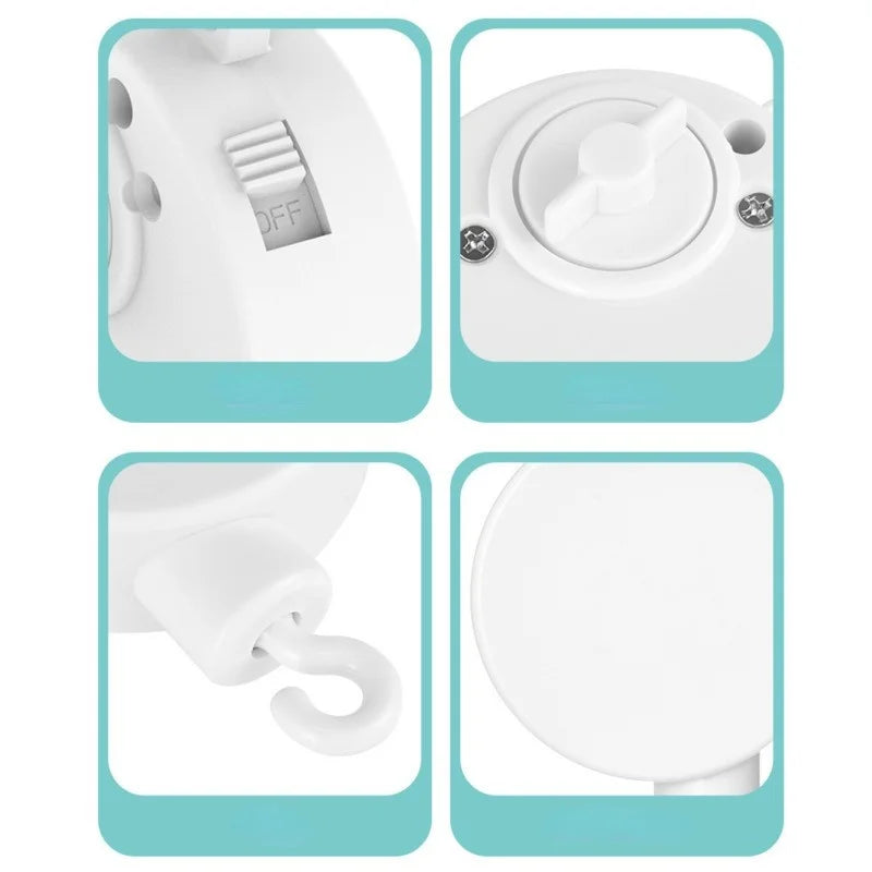 White Baby Crib Bell Toy Holder With Rotating 360 Degrees Music Box