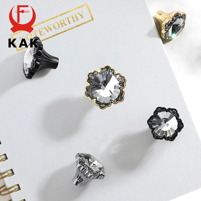 Manijas y perillas de muebles de diamante negro en forma de copo de nieve