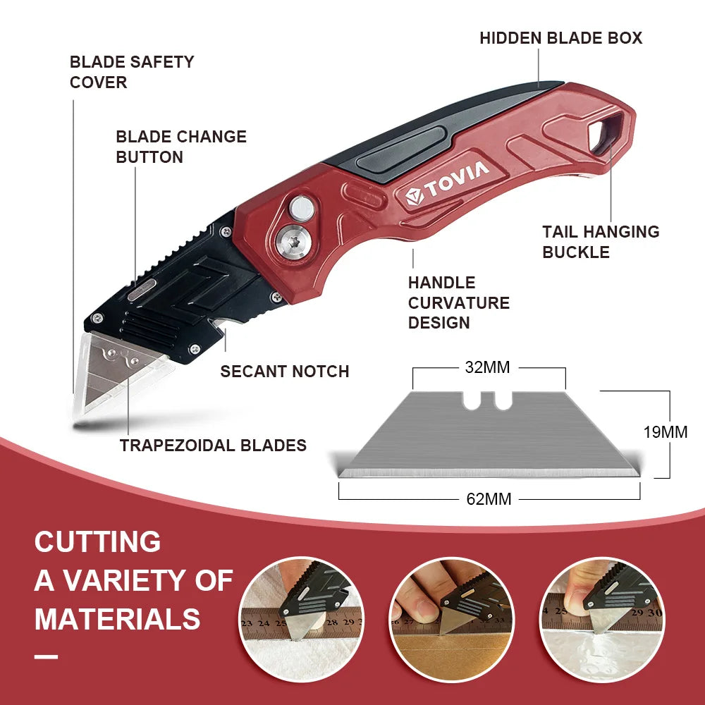 T TOVIA Multifunctional Folding Utility Knife with Replaceable Blades