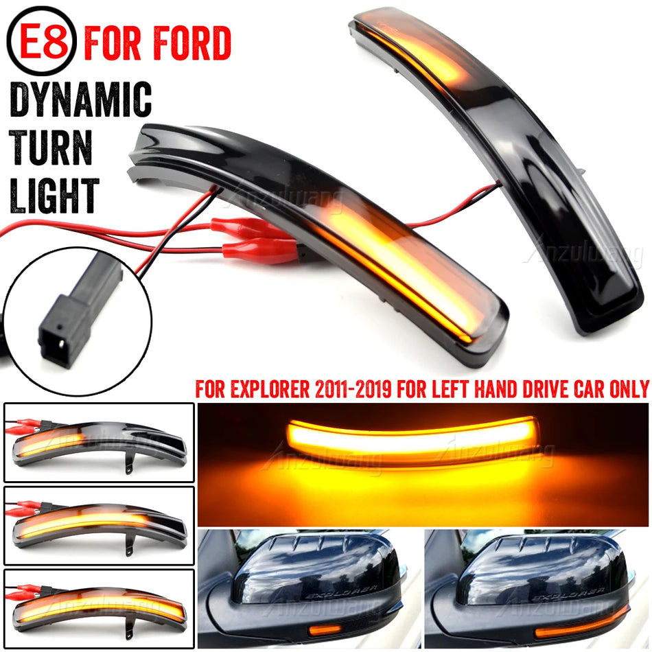 LED dinamiskie atpakaļskata spoguļa pagrieziena signāla gaismas Ford Explorer 2011-2019