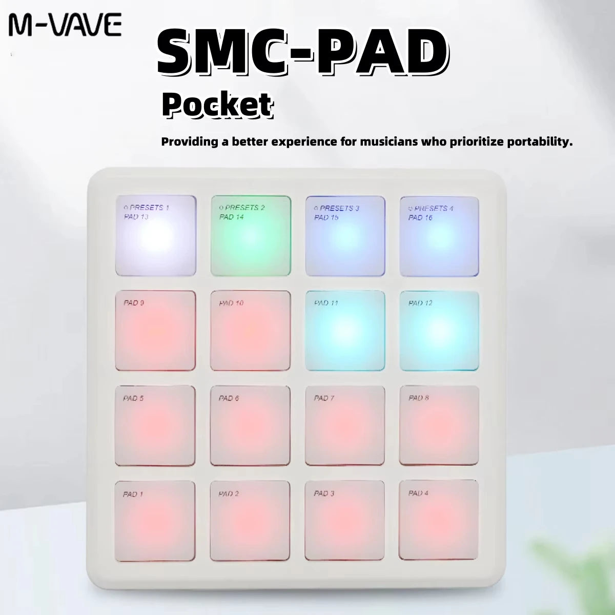 M-VAVE SMK-25 USB MIDI Keyboard Controller &ndash; 8 Backlit Pads SMC-PAD Pocket