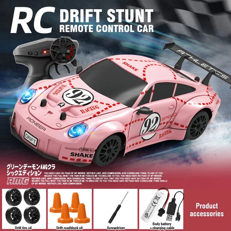RC Drift Car 1/24 4WD &ndash; Ultra Fast With LED Lights light red