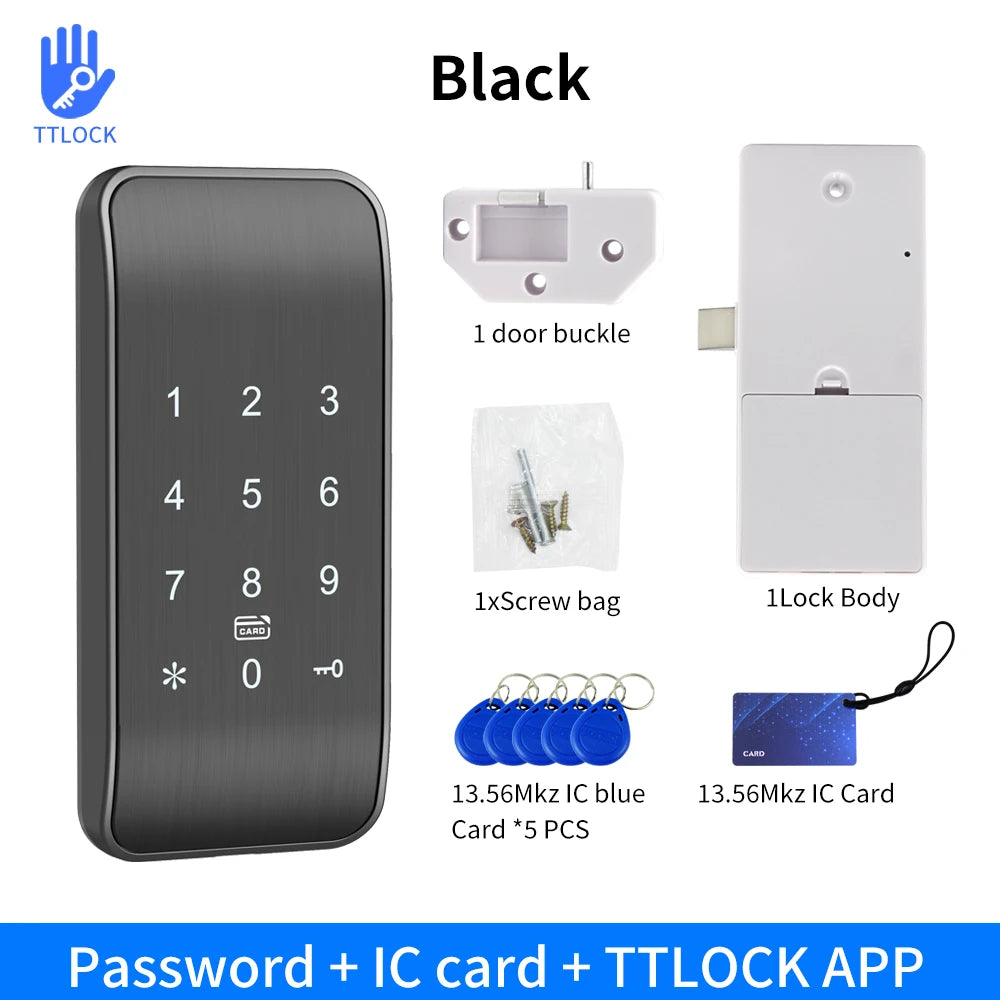 EM167-TTLOCK &ndash; Bluetooth App Access And Multi-Method Unlock EM167-PW-TT black