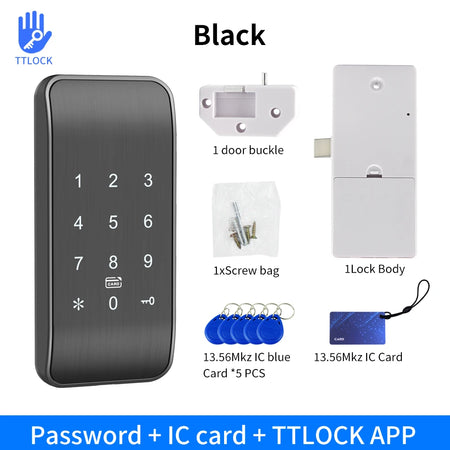 EM167-TTLOCK &ndash; Bluetooth App Access And Multi-Method Unlock EM167-PW-TT black