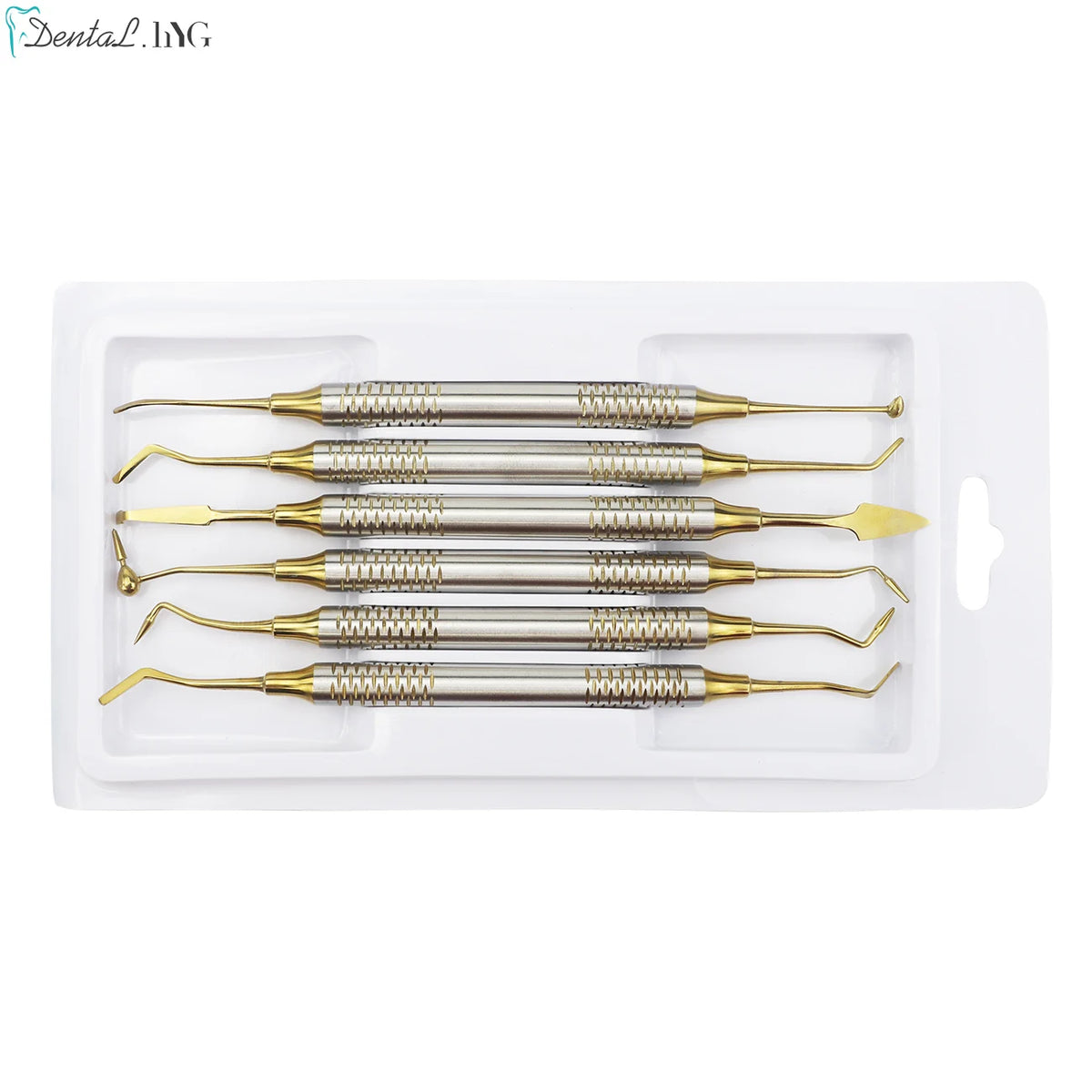 6Pcs Kit Dental Spatulas &ndash; Autoclavable Stainless Steel Golden set