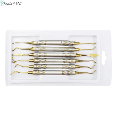 6Pcs Kit Dental Spatulas &ndash; Autoclavable Stainless Steel Golden set
