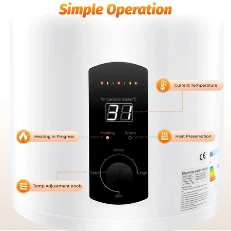 Electric Tank Water Heater 100L &ndash; Temperature 77 To 167 F