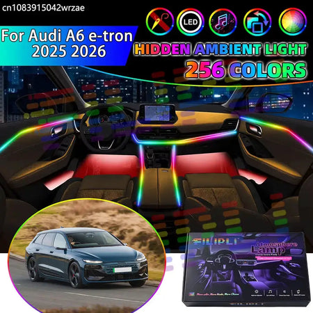 For Audi A6 e-tron 2025 2026 RGB Car Interior Ambient Lights Strips Breathing Lighting Kit App Control LED strips Accessories by InterCyprus Trading Ltd