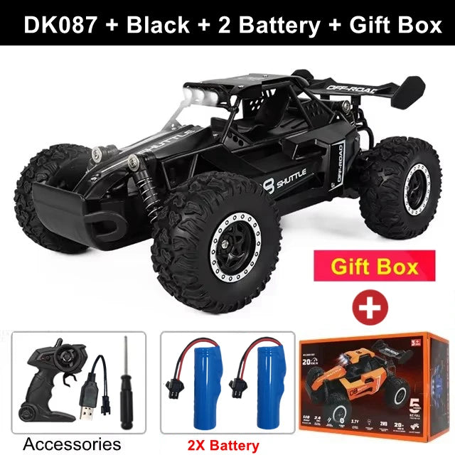 Remote Control Car RC Drift 1:16 Off Road Alloy &ndash; LED Light DK087 Black 2B Box