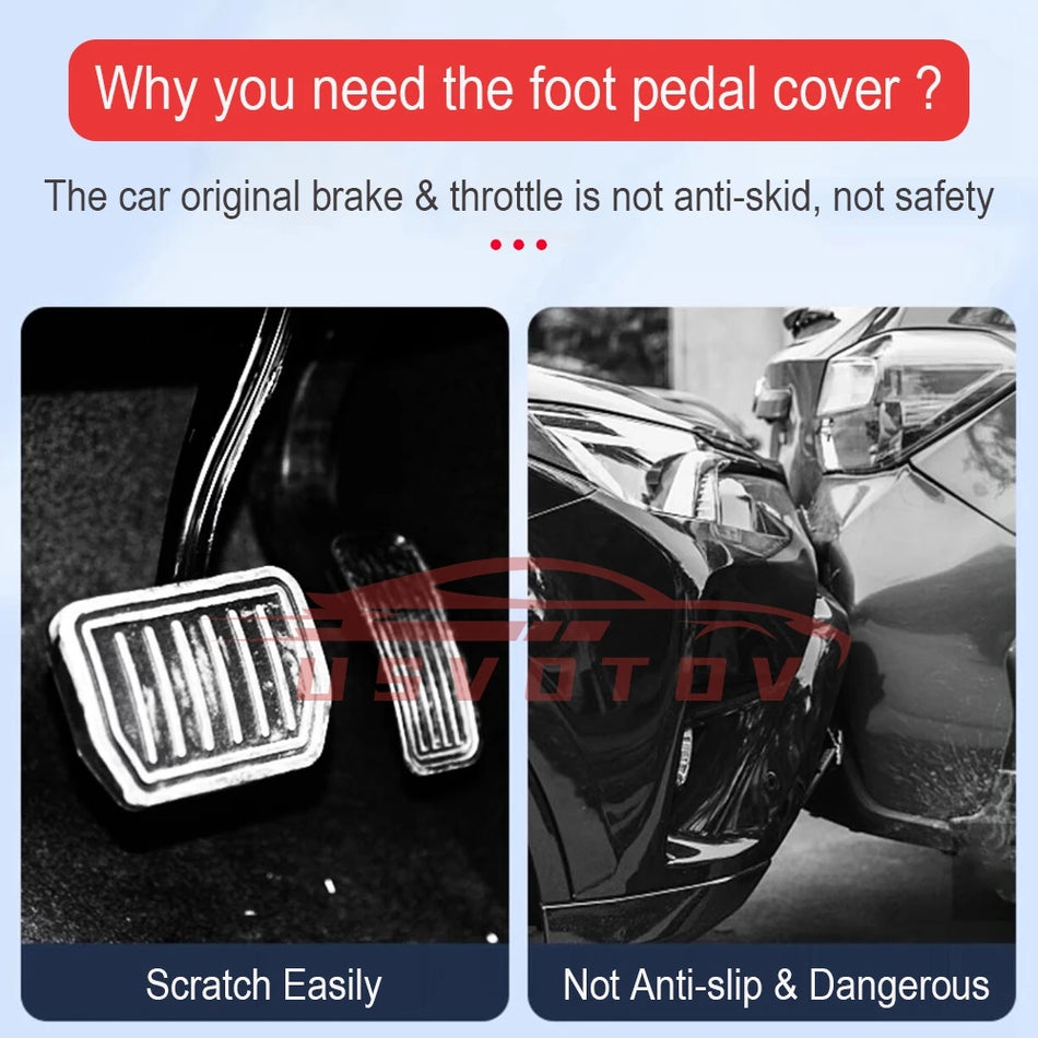 Pedalplattor för Tesla Model 3/Y med Litchi-korn, Halkskydd, Aluminiumkärna, Silikon
