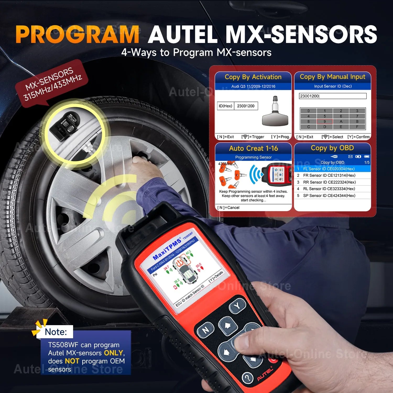 Autel MaxiTPMS TS508 TS508WF Tool &ndash; MX-Sensor Programmer