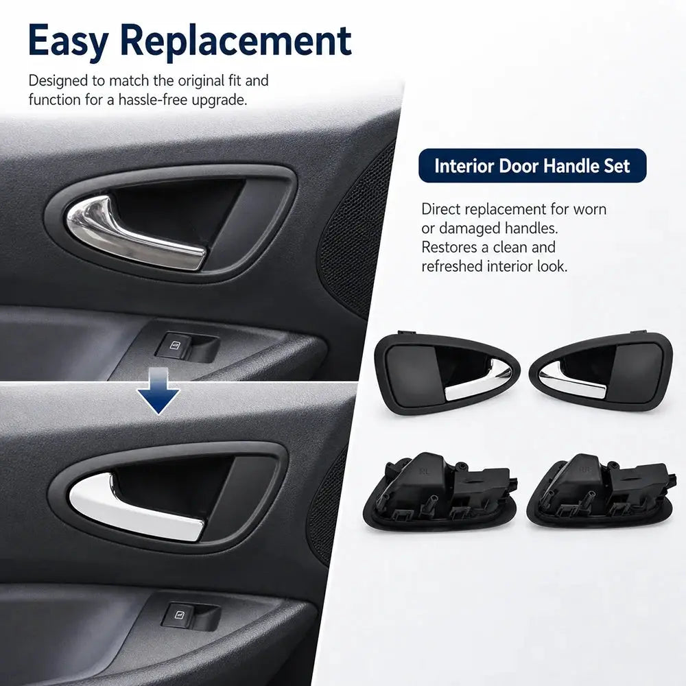 Plastic Door Handles Bright Silver for Seat Ibiza 6J0837113A 6J0837114A by InterCyprus Trading Ltd