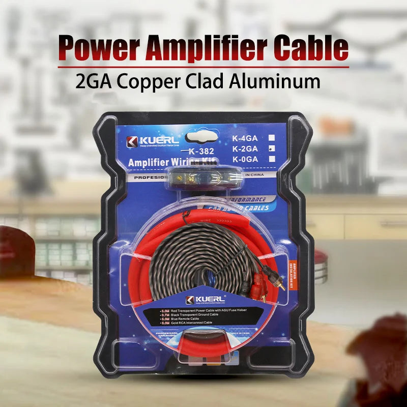 2GA Subwoofer Car Audio Cable With 60A Fuse, Copper Clad Aluminum