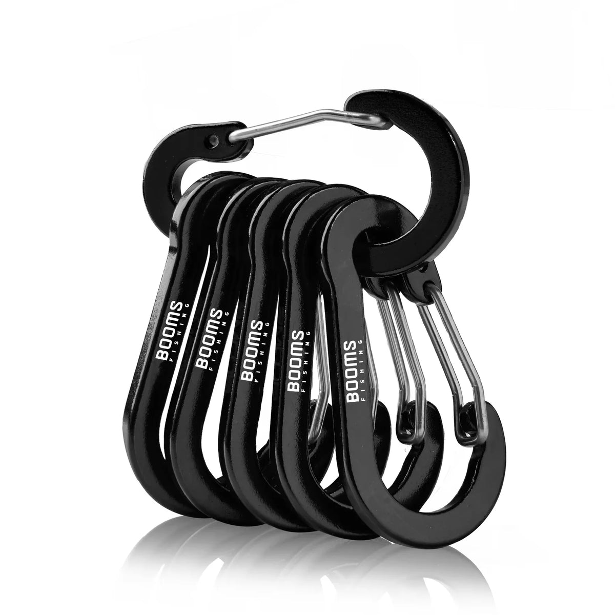 6Pcs Aluminum Carabiner Set by Booms Fishing CC1 &ndash; Durable Black 6pcs