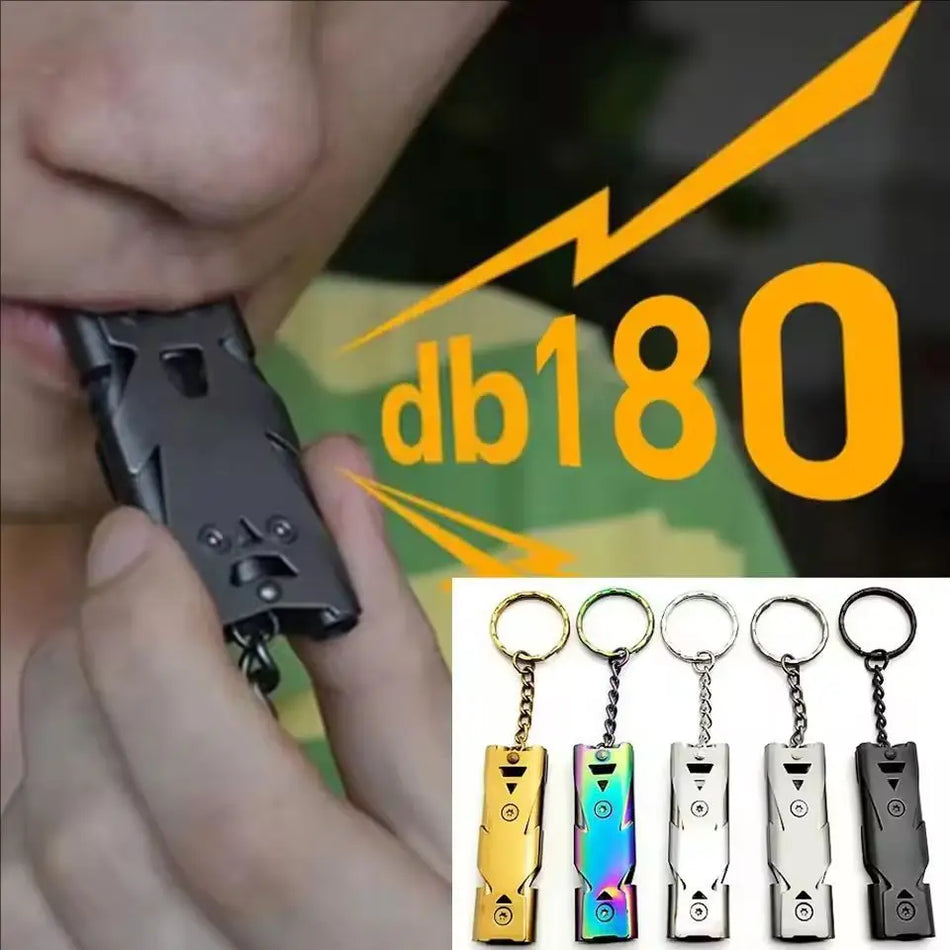 Double Pipe Whistle Pendant Keychain &ndash; High Decibel Portable