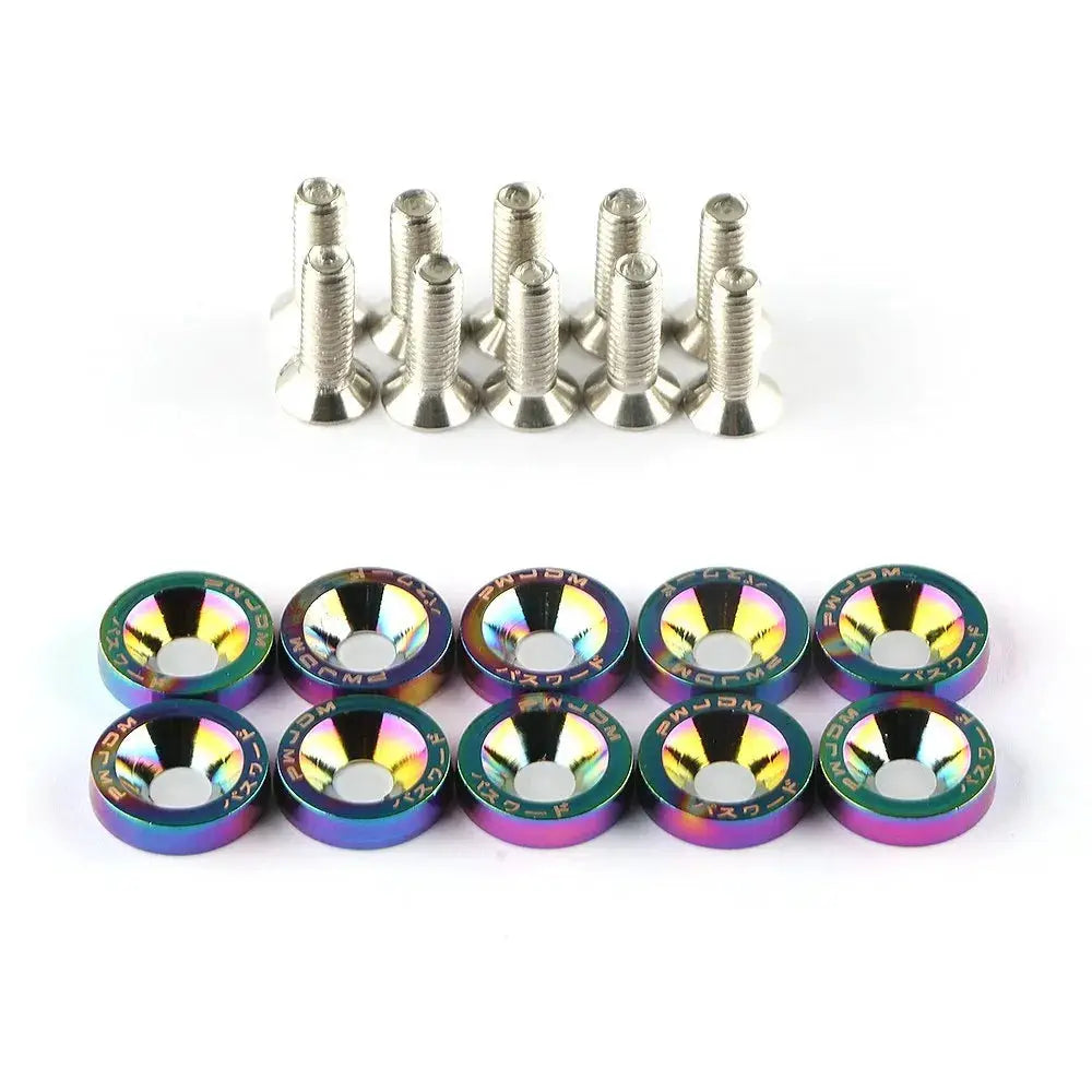 10Pcs/Set M6 * 20mm JDM Bumper Fender Washer Kit Engine Bay Dress Up Bolts Fasteners Aluminum Concave Hex Screws by InterCyprus Trading Ltd