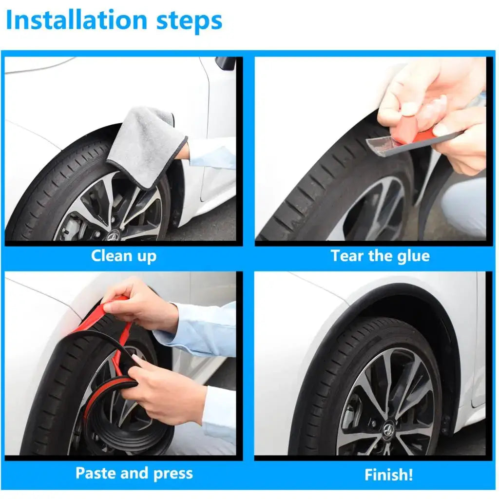 Universal Fender Flare Car Wheel Eyebrow Protector Lip Wheel-arch Trim Arch Extenders Decorative Scratch Proof Rubber Seal Strip by InterCyprus Trading Ltd